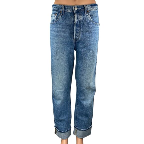 Levi's Women's Blue High Waisted Button Fly Straight Leg Denim Jeans Pants Sz 30 - Picture 1 of 5